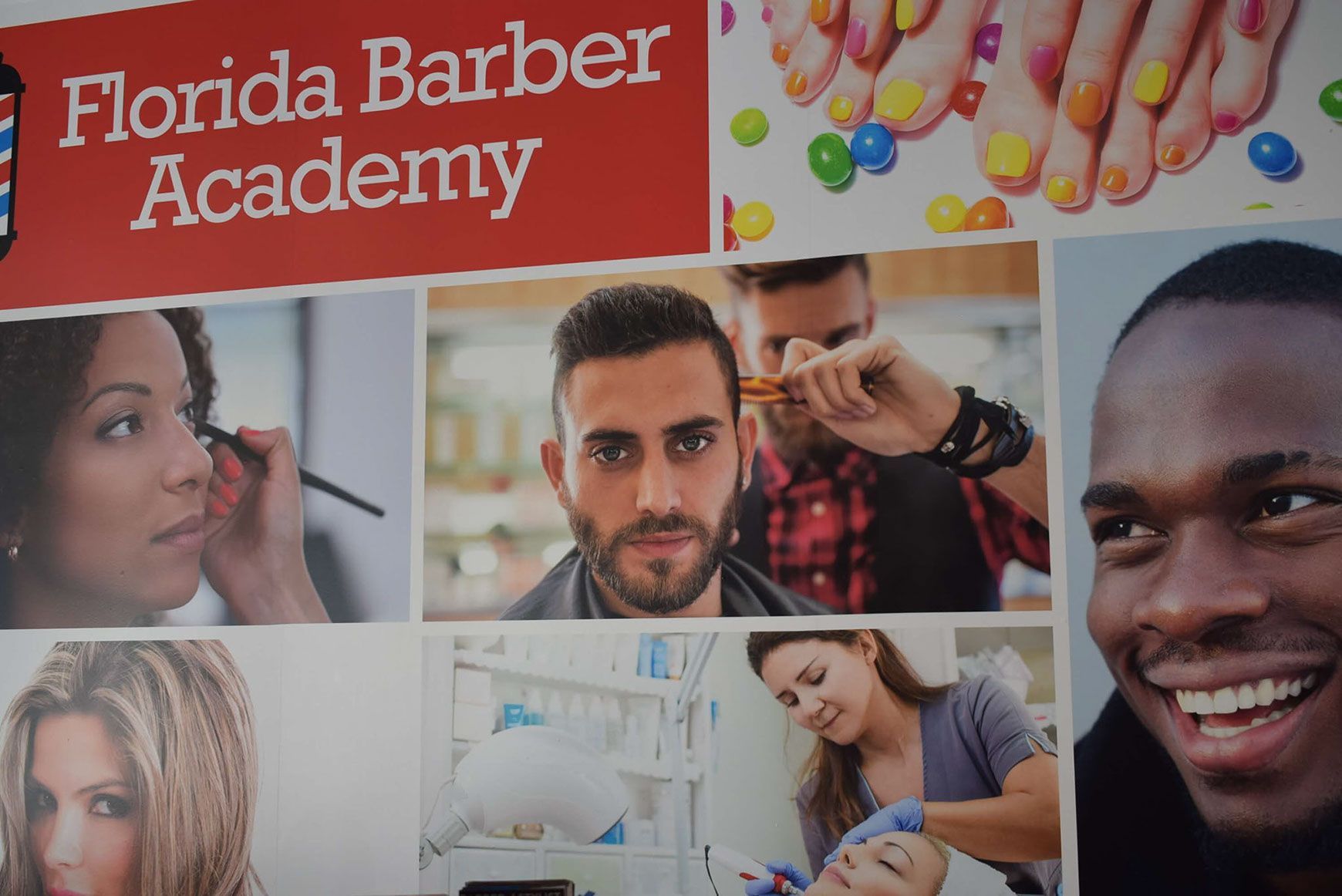 A poster for the florida barber academy