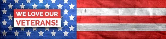 An american flag with the words `` we love our veterans '' written on it.