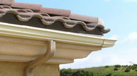 pantiled roof with traditional guttering and flexible downpipe