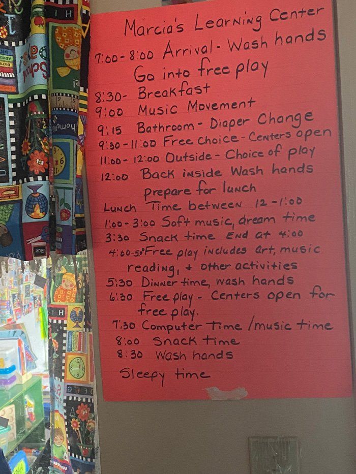 Schedule of Activities — Knoxville, TN — Marcia’s Learning Center