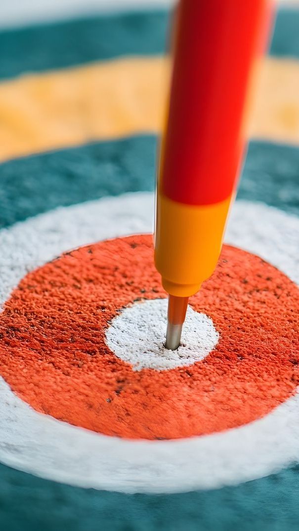 A dart is hitting the center of a target.