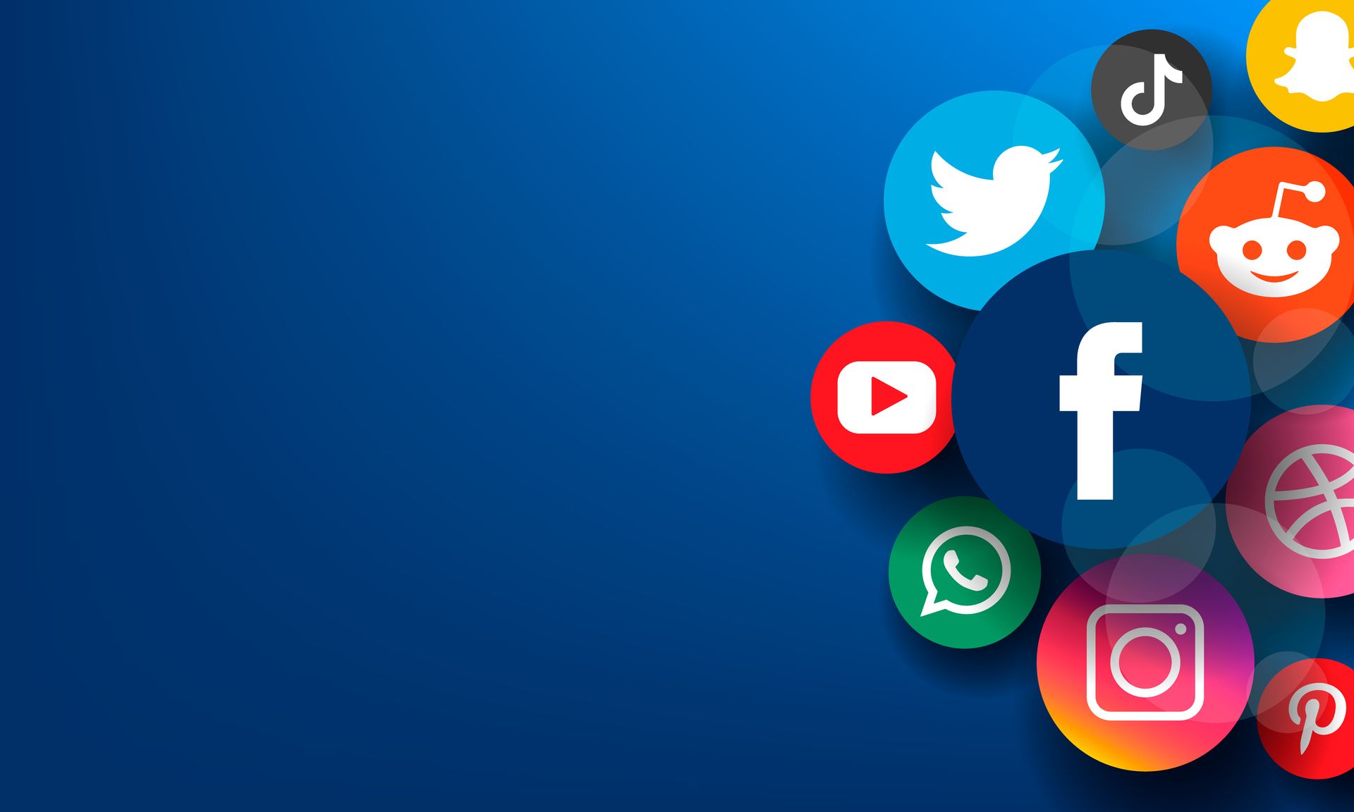 Social media icons on blue background