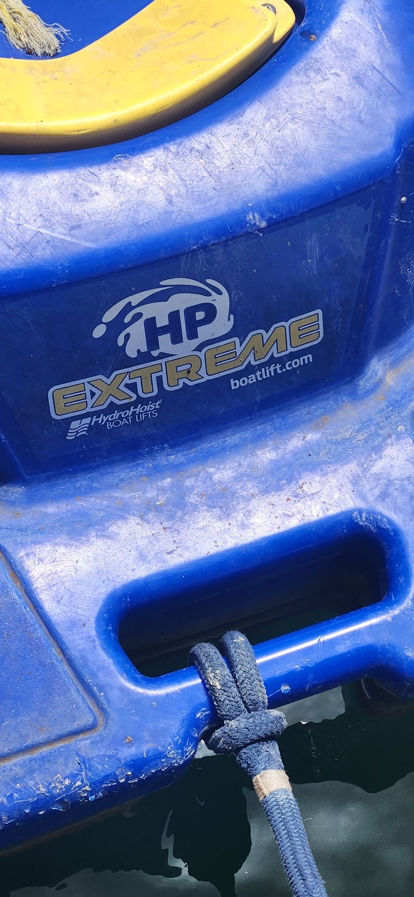 Close-up of a blue inflatable with 