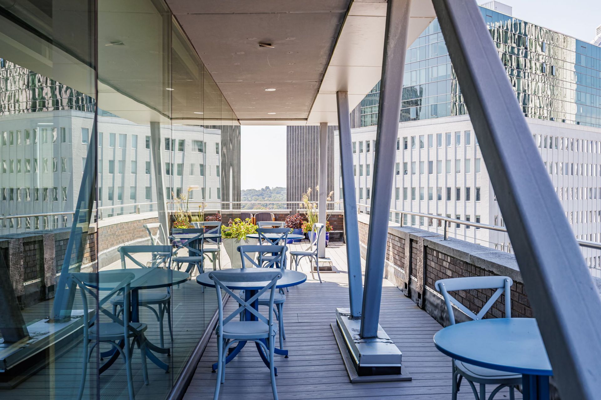 Rooftop with tables and chairs