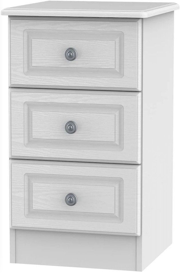 Pembroke White 3 Drawer Bedside Cabinet at L Fidler & Sons bedroom furniture Stranraer Dumfries and Galloway