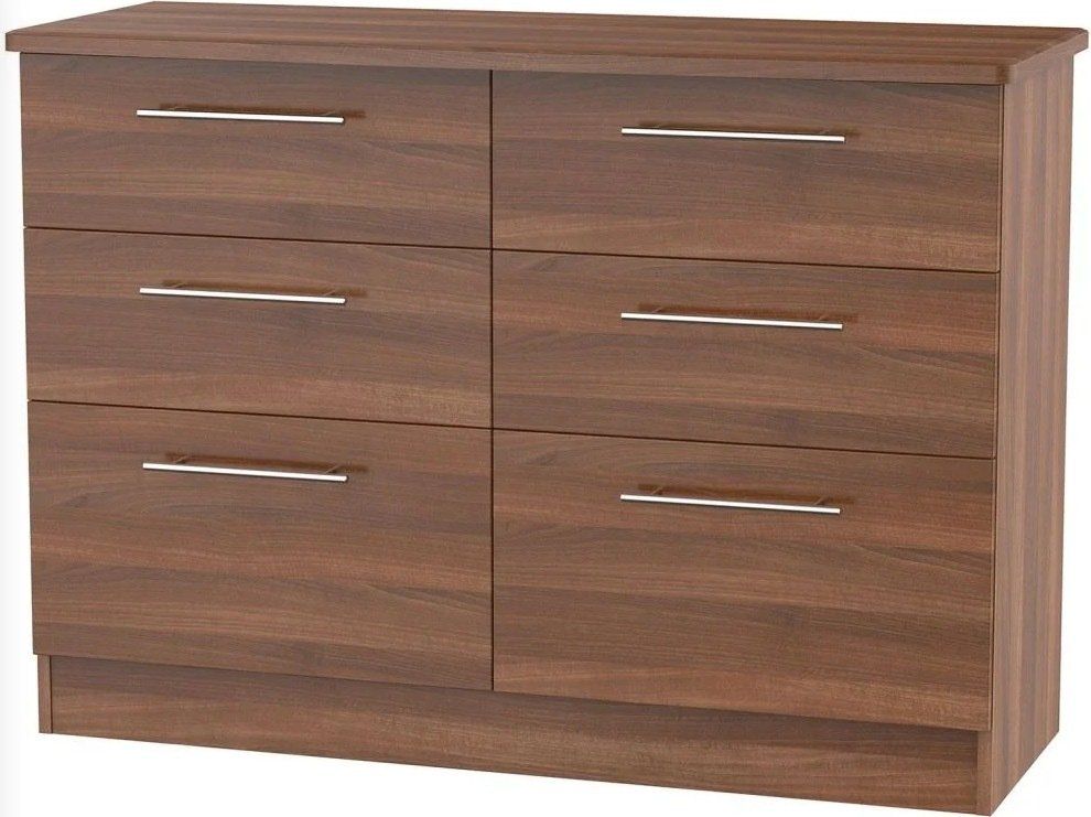 Sherwood Noche Walnut 6 Drawer Midi Chest at L Fidler & Sons bedroom furniture Stranraer Dumfries and Galloway