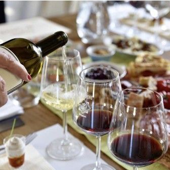 Drinking wine at a wine tasting in Tuscany