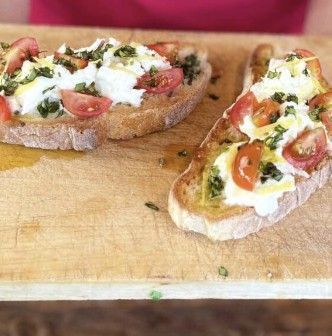 Bruschetta at cooking class in Tuscany.
