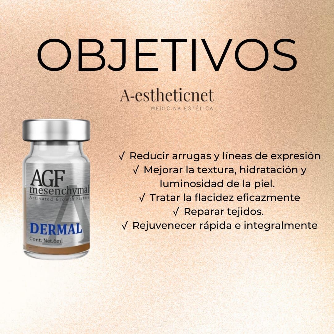 Anuncio del producto A-estheticnet, que enumera los objetivos de rejuvenecimiento de la piel