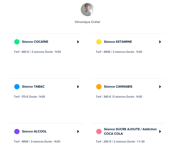 Une interface utilisateur avec des données d'équilibre pour diverses substances comme la cocaïne, la kétamine, le tabac et l'alcool, visualisées avec des cases colorées.