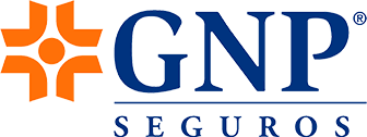Un logo azul y naranja para GNP Seguros