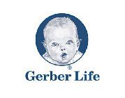 The gerber life logo is a picture of a baby in a circle.