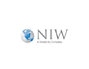 The niw logo is a simple company with a globe in the middle.