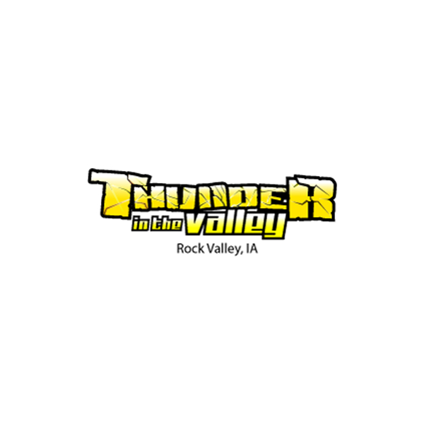 The logo for thunder in the valley rock valley ia