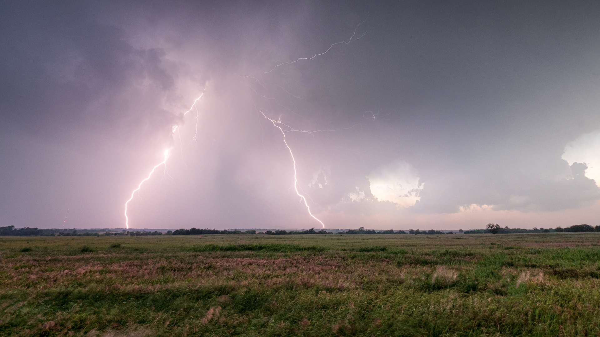 A Thunderstorm Passes over an Open Field in Oklahoma