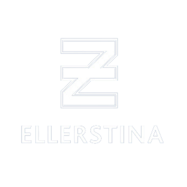 Ellerstina logo: stylized "Z" design in a light color, above the brand name in capital letters.