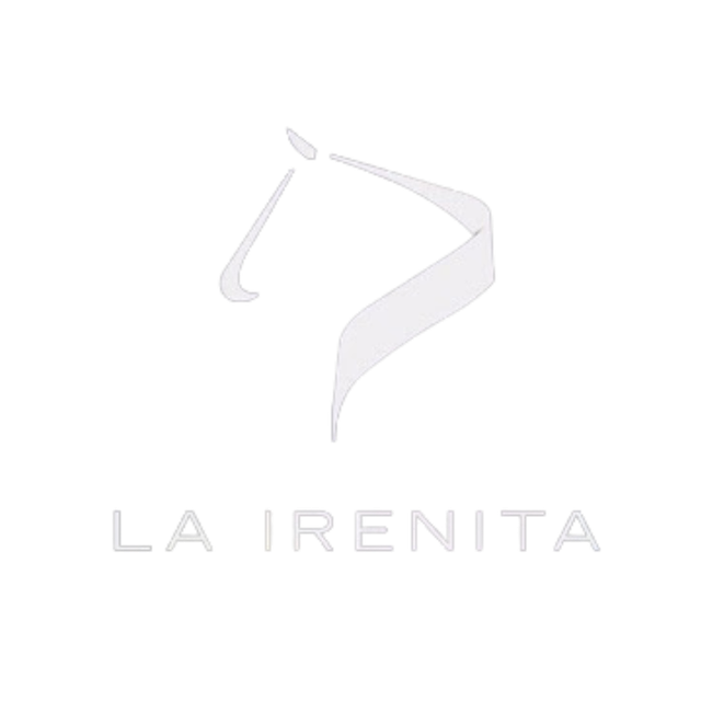 White logo of a horse head with the words "LA IRENITA" below.