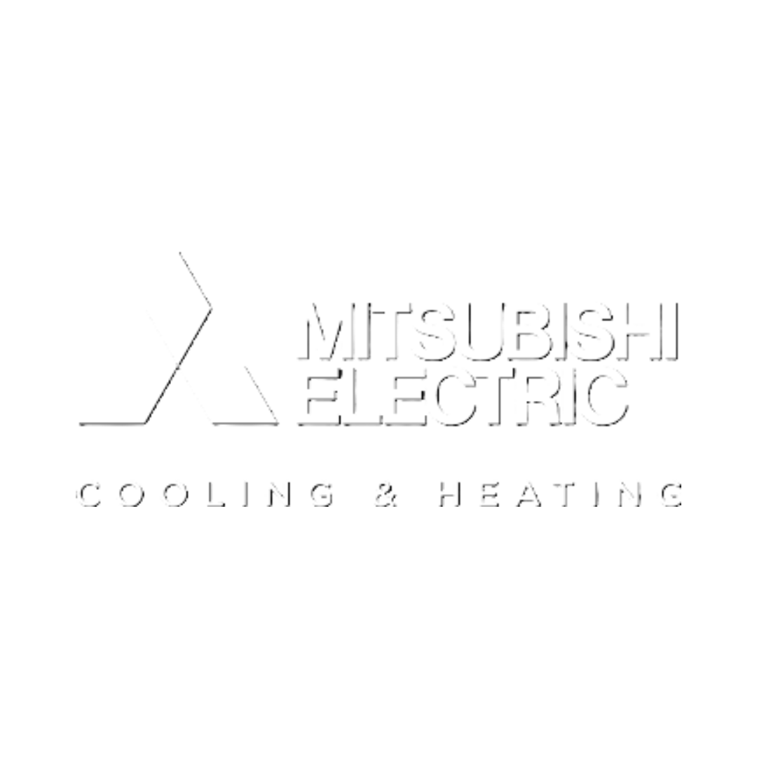 Mitsubishi electric cooling and heating logo on a white background