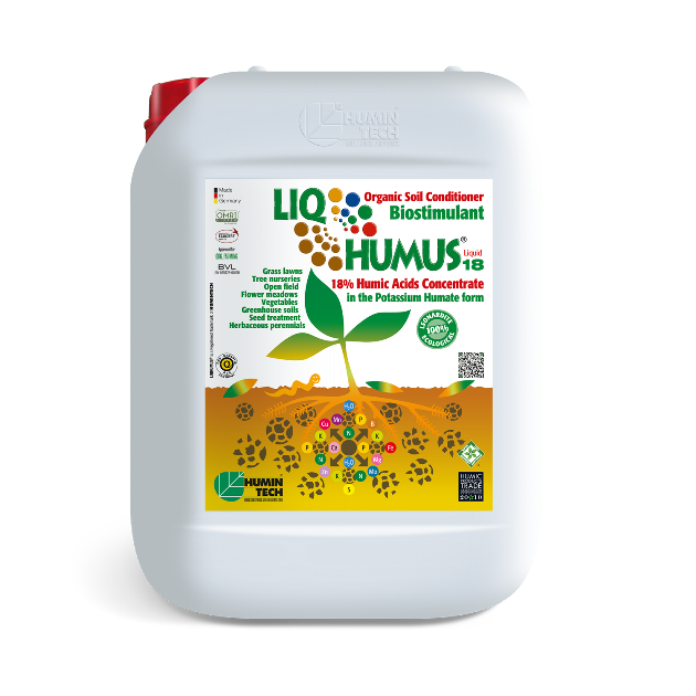 Liqhumus Liquid 18 ein flüssiges, organisches Pflanzenwachstums- und Bodenverbesserungsmittel