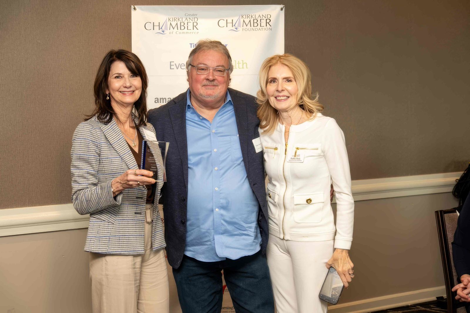 Gunnar Nordstrom presents Dawn Laurant with the Merrily Dicks 'Community Arts & Culture' Award