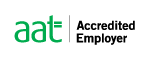 The logo for aat accredited employer is green and black.