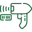 Green icon of interconnected elements: factory, package, warehouse, person, all linked to a central gear.