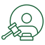 Green hands reaching towards a heart in the center, symbolizing care and support.