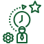 Green hands reaching towards a heart in the center, symbolizing care and support.