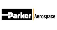 Logo de Parker Aerospace : rectangle noir avec le texte « Parker » en blanc, une ligne dorée et le texte « Aerospace ».