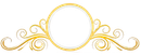 Uma moldura dourada com redemoinhos ao redor sobre um fundo branco.
