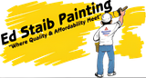 Ed Staib Painting logo: painter on yellow background, with text 