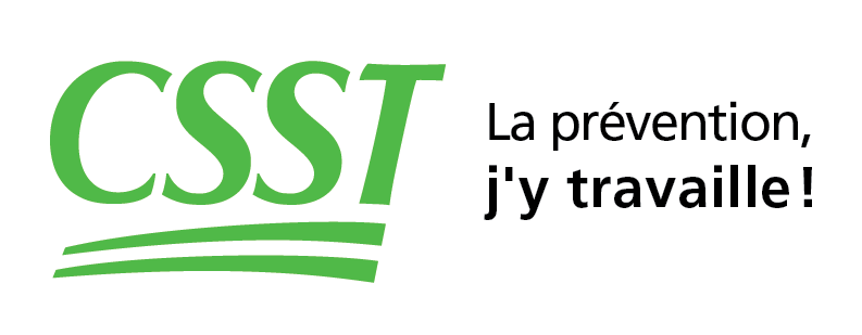 Un logo vert et blanc pour csst la prévention , j';y travaille !