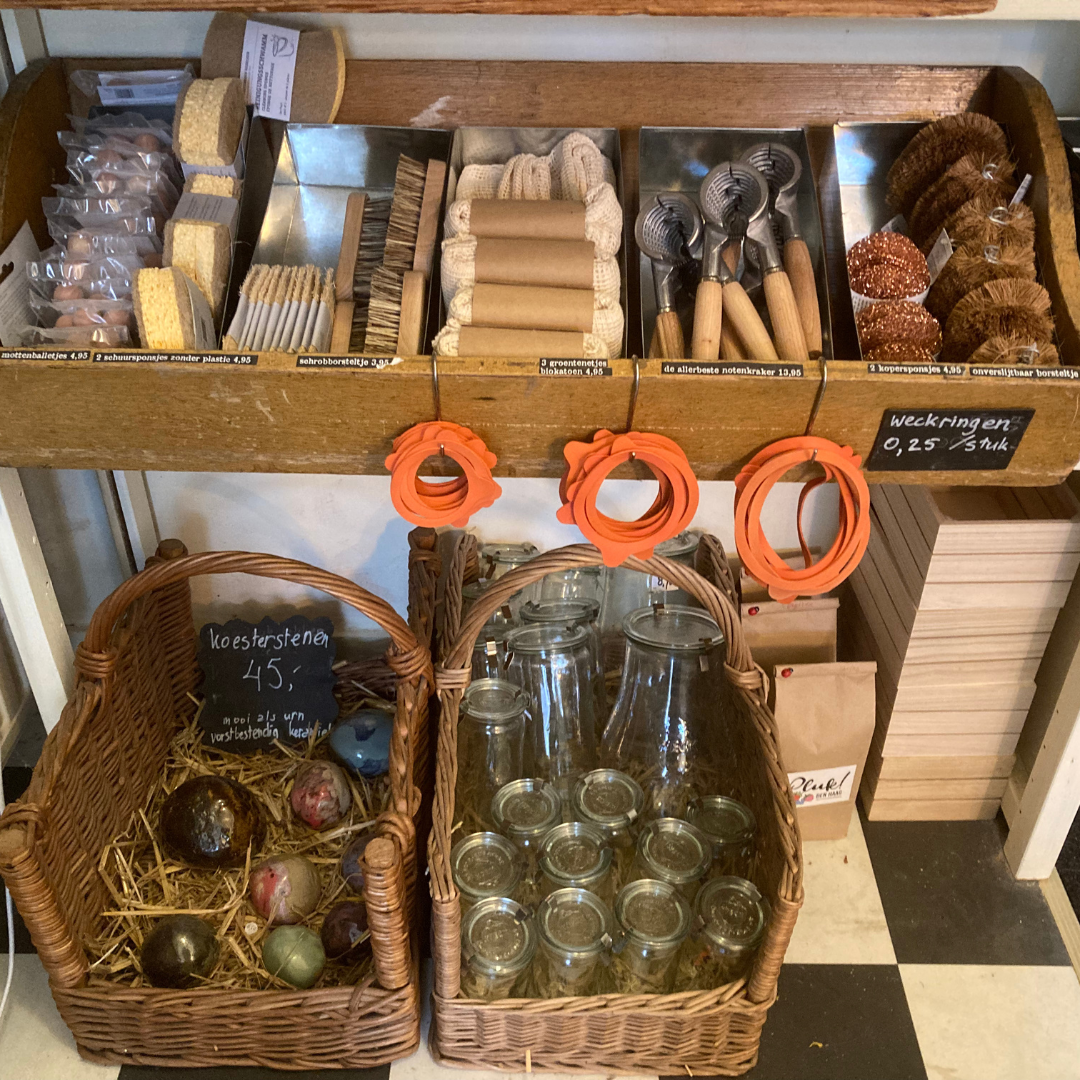 artikelen voor duurzaam huishouden vegan borsteltjes sponsjes groentenetjes afwasborstels weckringen mottenballen weckpotten