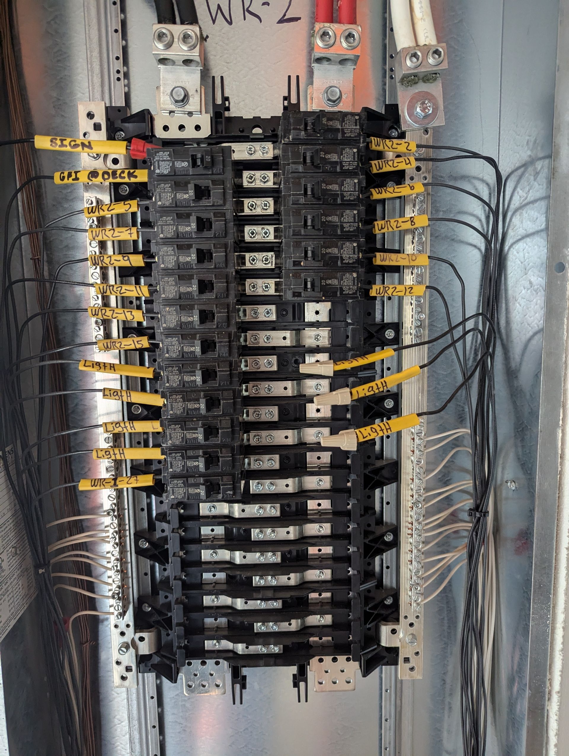 Electrician using a clamp meter to measure electrical current