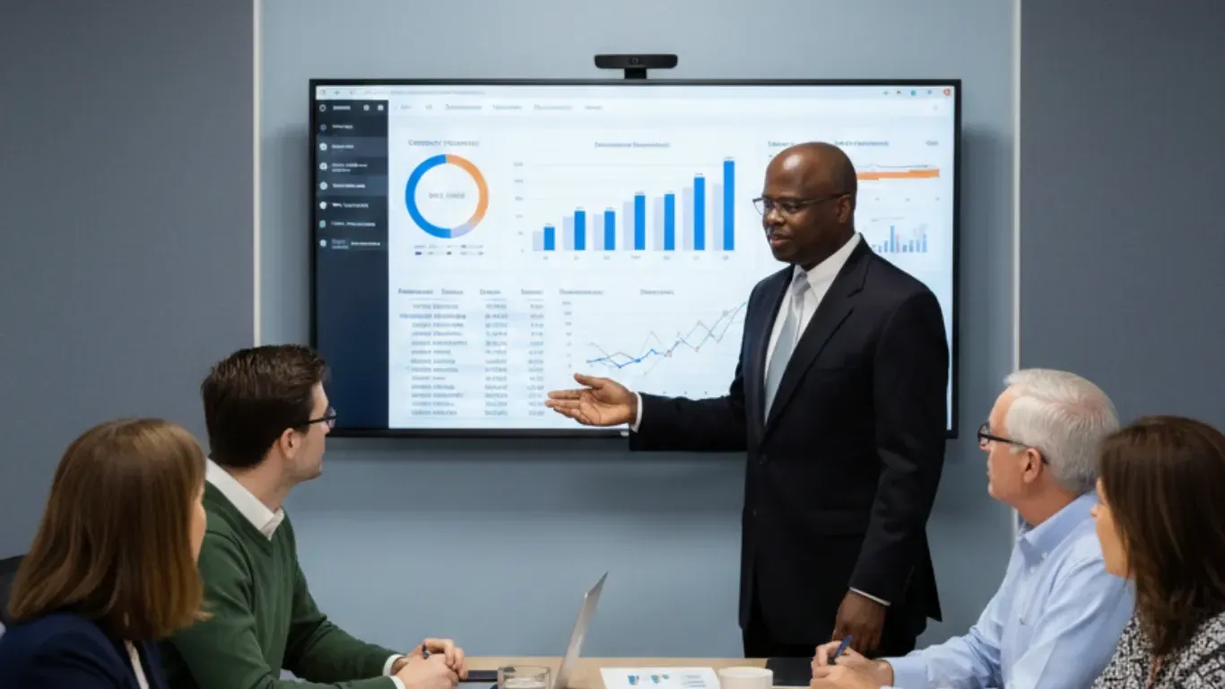 Fractional CFO Patrick Kimera collaborative strategy meeting with business leadership team Chelmsford Massachusetts