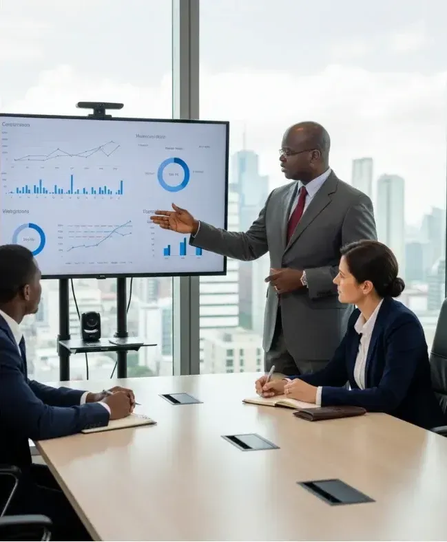 Patrick Kimera providing business advisory services to a small business owner in Chelmsford Massachusetts