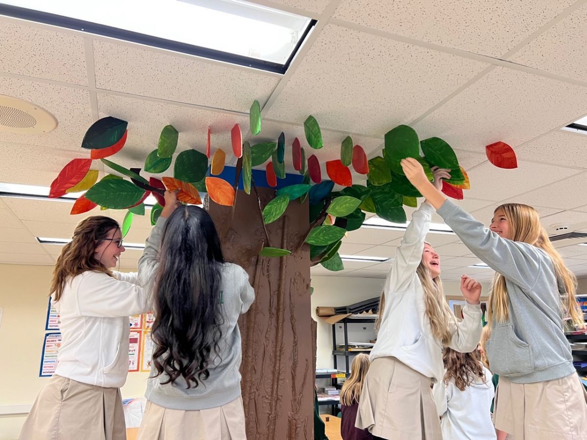 Students working on an art  project