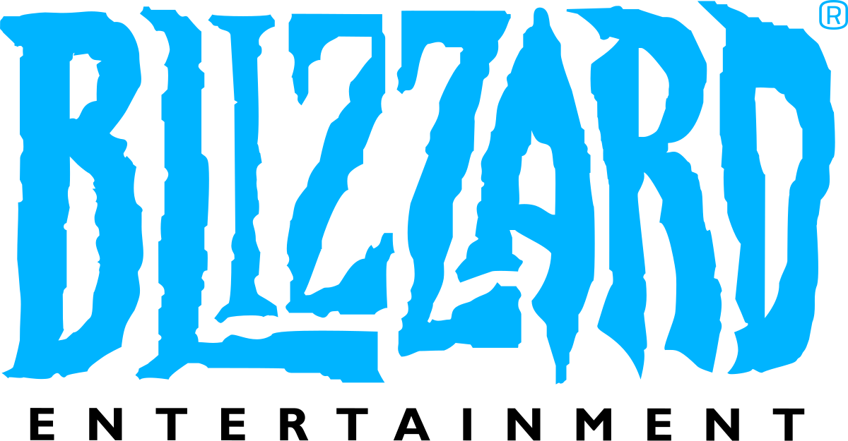 A blue blizzard entertainment logo on a white background
