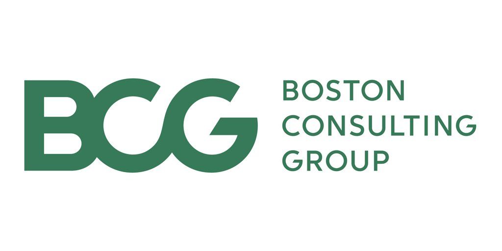 The logo for boston consulting group is green and white.