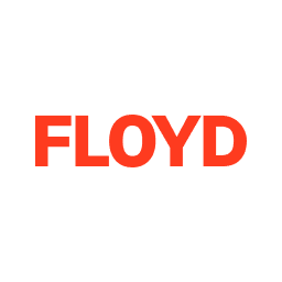 A red floyd logo on a white background