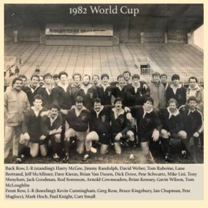 A black and white photo of the 1982 world cup team