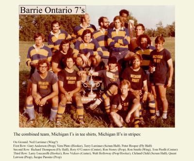 A photo of a rugby team from barrie ontario 7 's