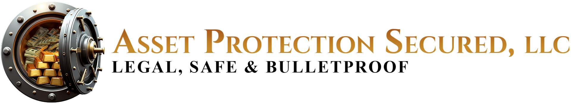 A logo for asset protection secured llc legal safe and bulletproof