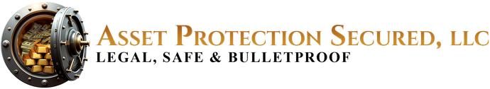 A logo for asset protection secured llc legal safe and bulletproof