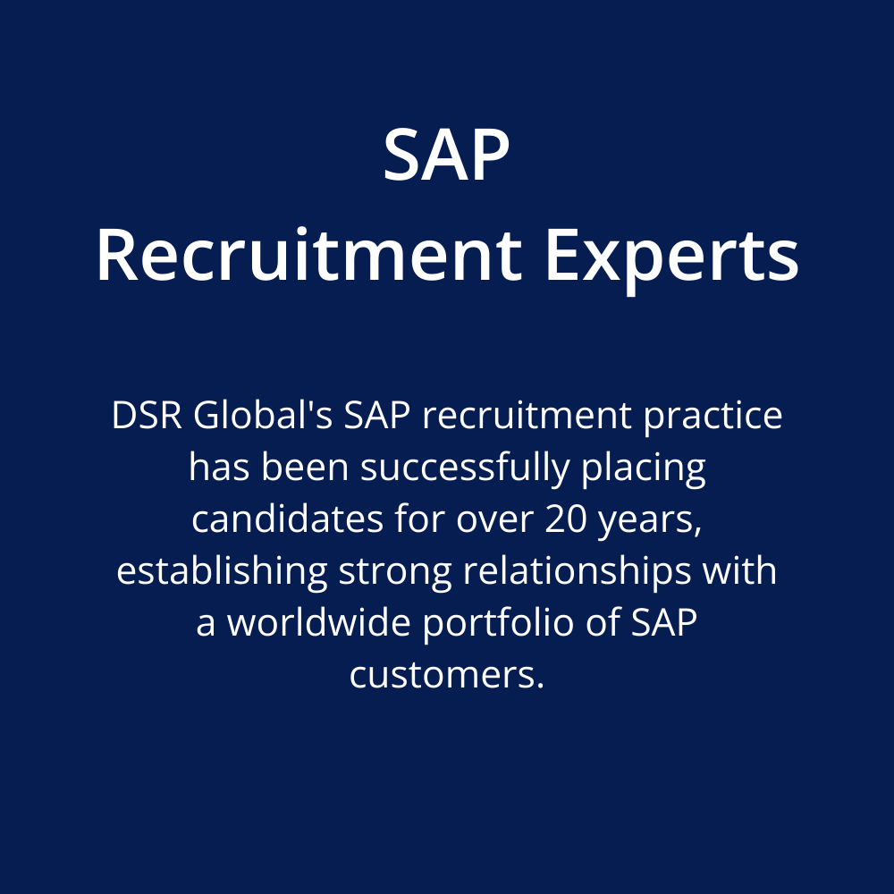 DSR Global's SAP recruitment practice has been successfully placing candidates for over 20 years, establishing strong relationships with a worldwide portfolio of SAP customers. SAP Recruitment Experts