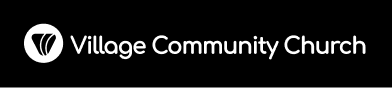 A black and white logo for village community church