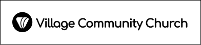 A black and white logo for village community church