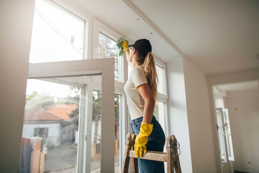Woman cleaning window — Coeur D'Alene, ID — Mad Clean LLC