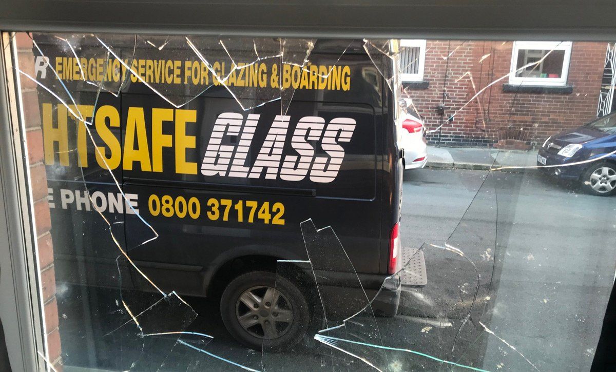 Shattered window with a 