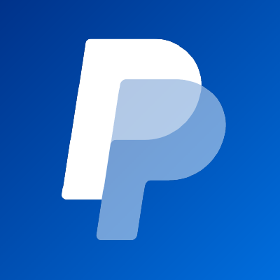 The paypal logo is on a blue background.